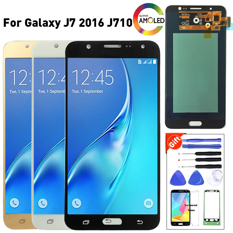 Супер Amoled LCD для Samsung Galaxy J7 2016 j710 J710FN J710F ЖК дисплей сенсорный дигитайзер экран с