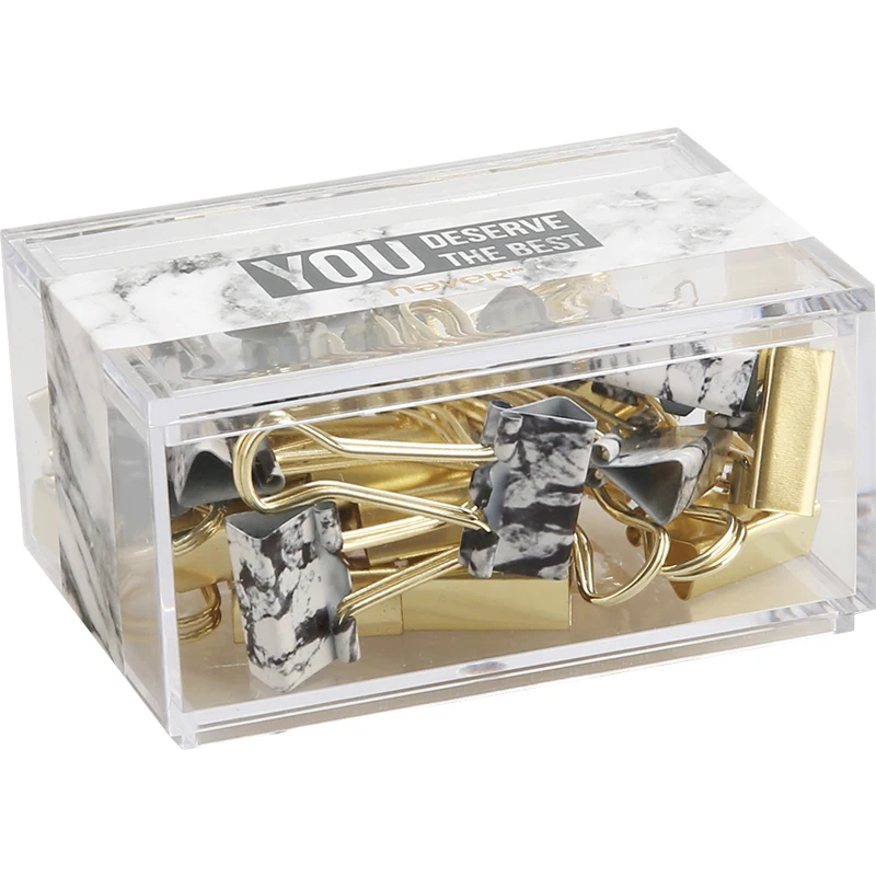 2020 Marble Gold Metal Binder Clips Document Paper Long Tail with Clip Holder New Office Accessories School Supplies |