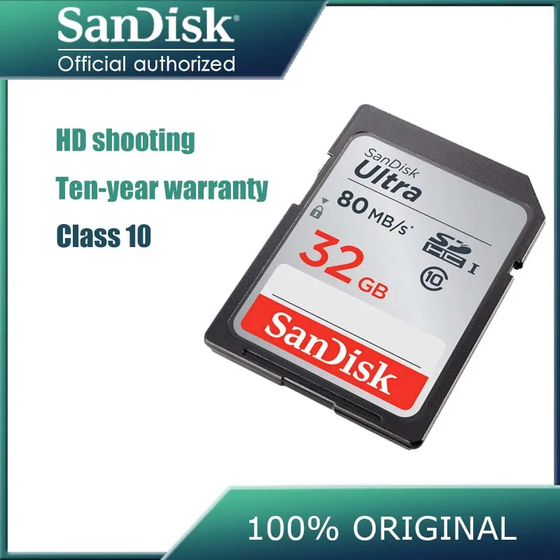 SanDisk Ultra Карта памяти SDHC/SDXC sd карта класс 10 16 ГБ 32 64 Гб 128 карты C10 UHS I 80 МБ/с./с флэш