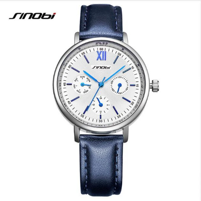 SINOBI топовые Брендовые женские часы модные с датой Auot наручные из натуральной