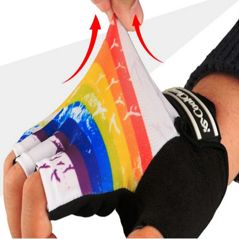 Перчатки с открытыми пальцами ckahвоо дышащие нейлоновые митенки принтом