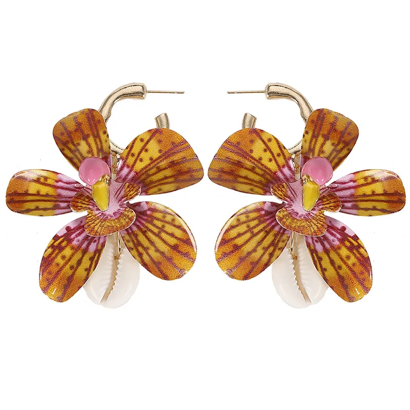 Цветные Цветочные серьги стерео имитация лепестков большое имя с таким же