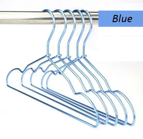 Blue 20 шт./партия, розовые, синие, Необычные алюминиевые металлические вешалки для одежды для детей, экономия пространства, милые платья, рубашки, пальто, вешалка для детей - Цвет: Blue