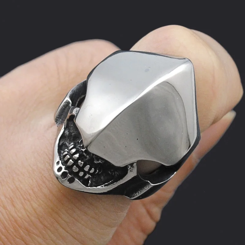 Мужское кольцо с черепом инопланетянина ATGO из нержавеющей стали 316L в стиле панк