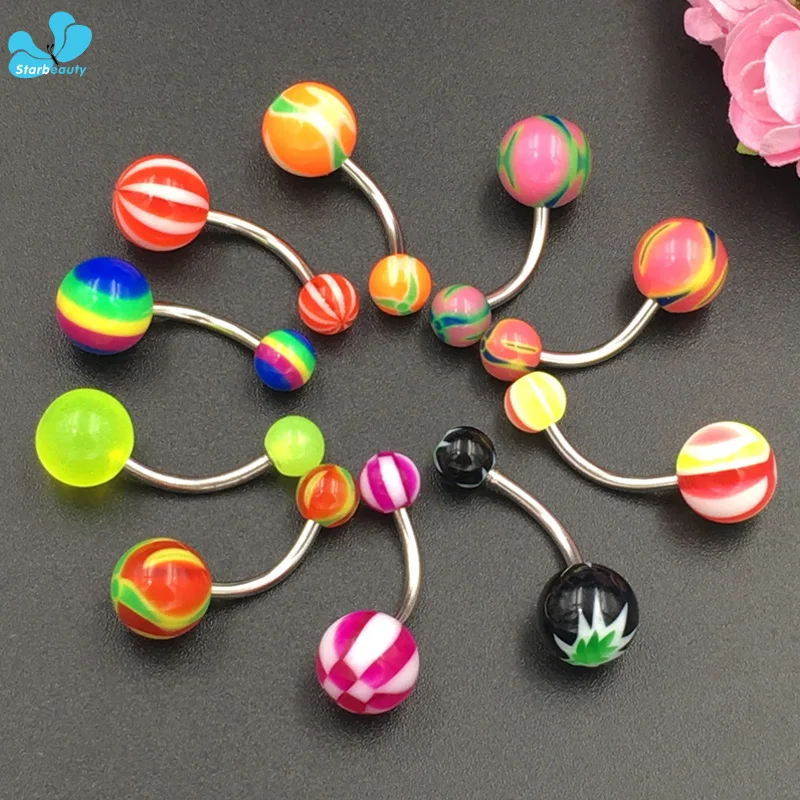 3 шт./лот Потрясающие колечки для пупка горячая Распродажа акриловое и