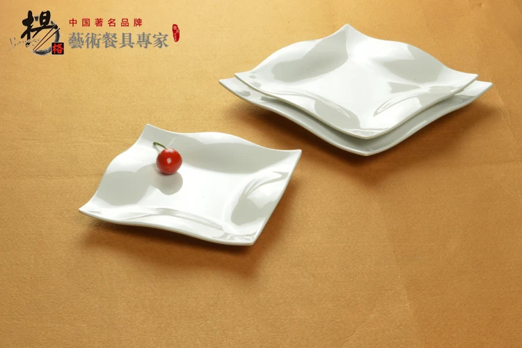 Меламин волна четыре квадратных пластинчатый Пищевой Блюдо для Торта Пластины