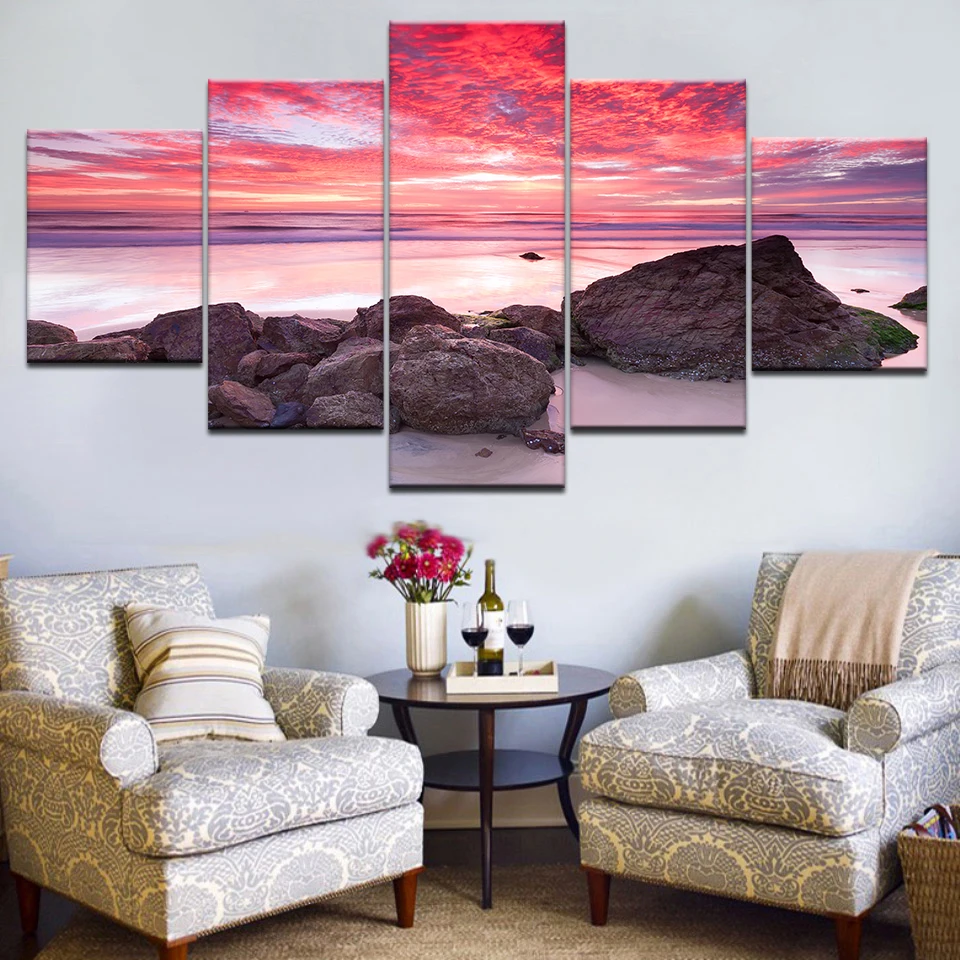 

Artwork Poster HD Prints Home Decoration Sea 5 Pieces Landscape Wall Art Modular For Living Room Sky Pictures Canvas Painting