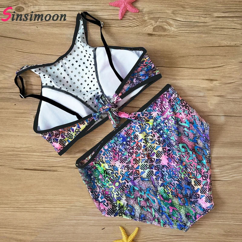 Женский комплект бикини с высокой талией новый ретро винтажный купальник