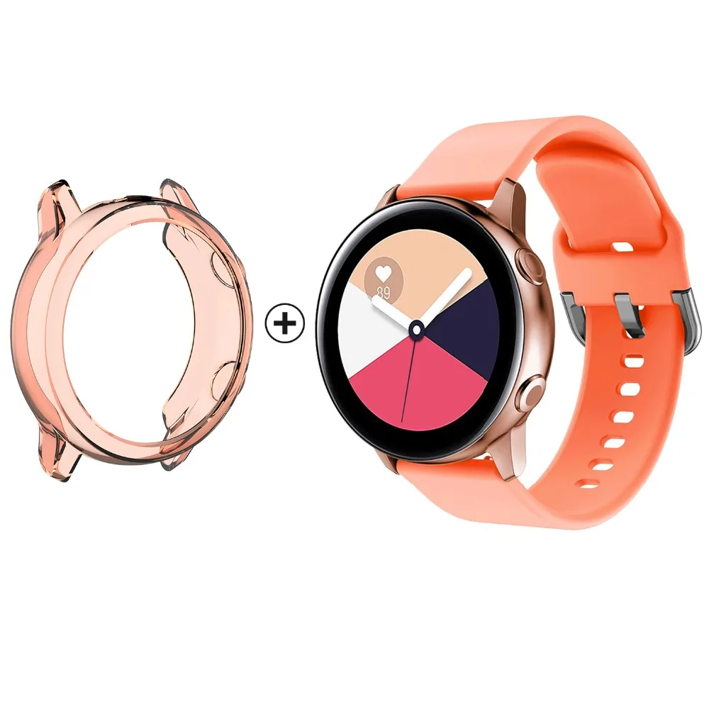Силиконовый ремешок для наручных часов 2 в 1 спортивный Samsung Galaxy Watch Active защитный