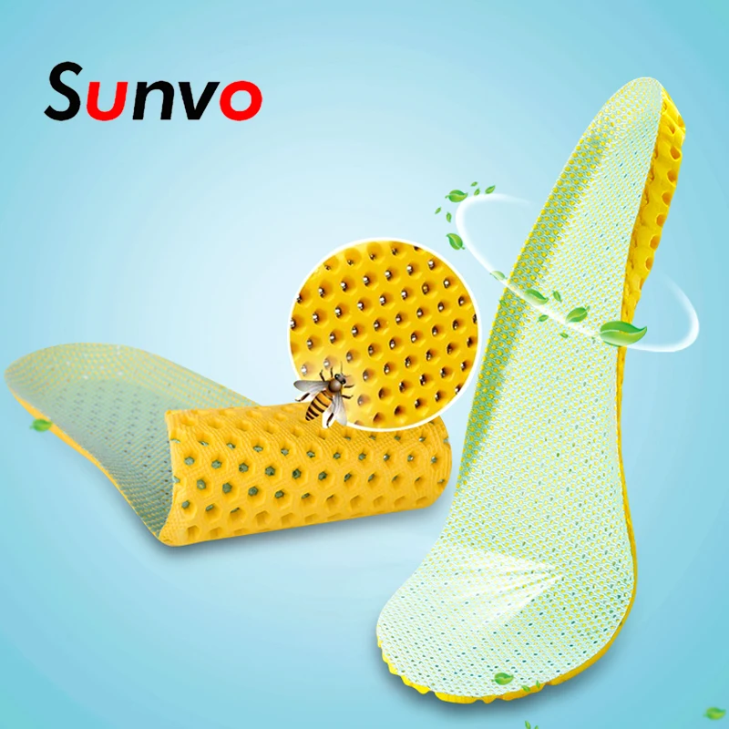 

Sunvo EVA Breathable Insoles Honeycomb Deodorant for Men Women Running Sport Shoe Insert Pad Ultra Light Shock Absorption Insole