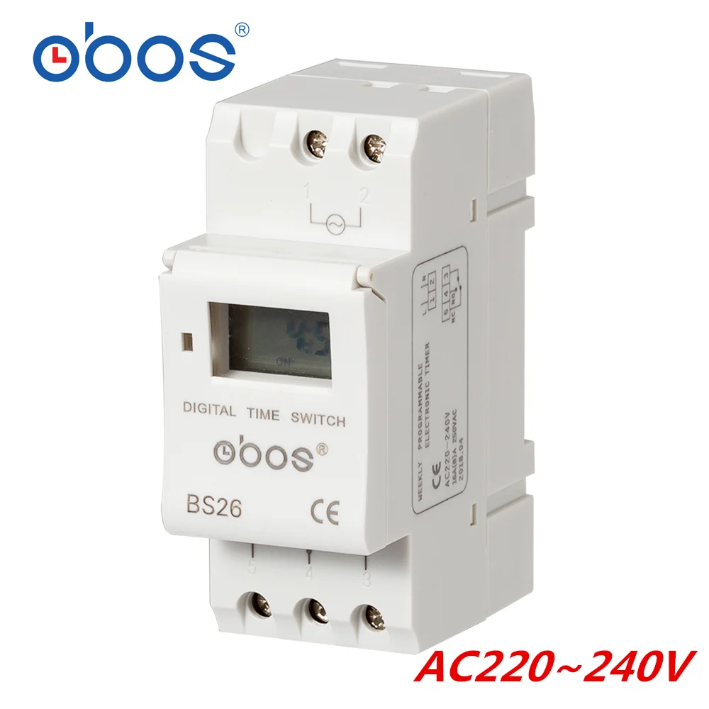 AC220-240V AHC15A(BS26) Новые отключения питания с памятью 220 В цифровой таймер din цифровой таймер с 16 раз вкл/выкл в день набор времени диапазон 1 мин-168 ч - Цвет: AC220-240V