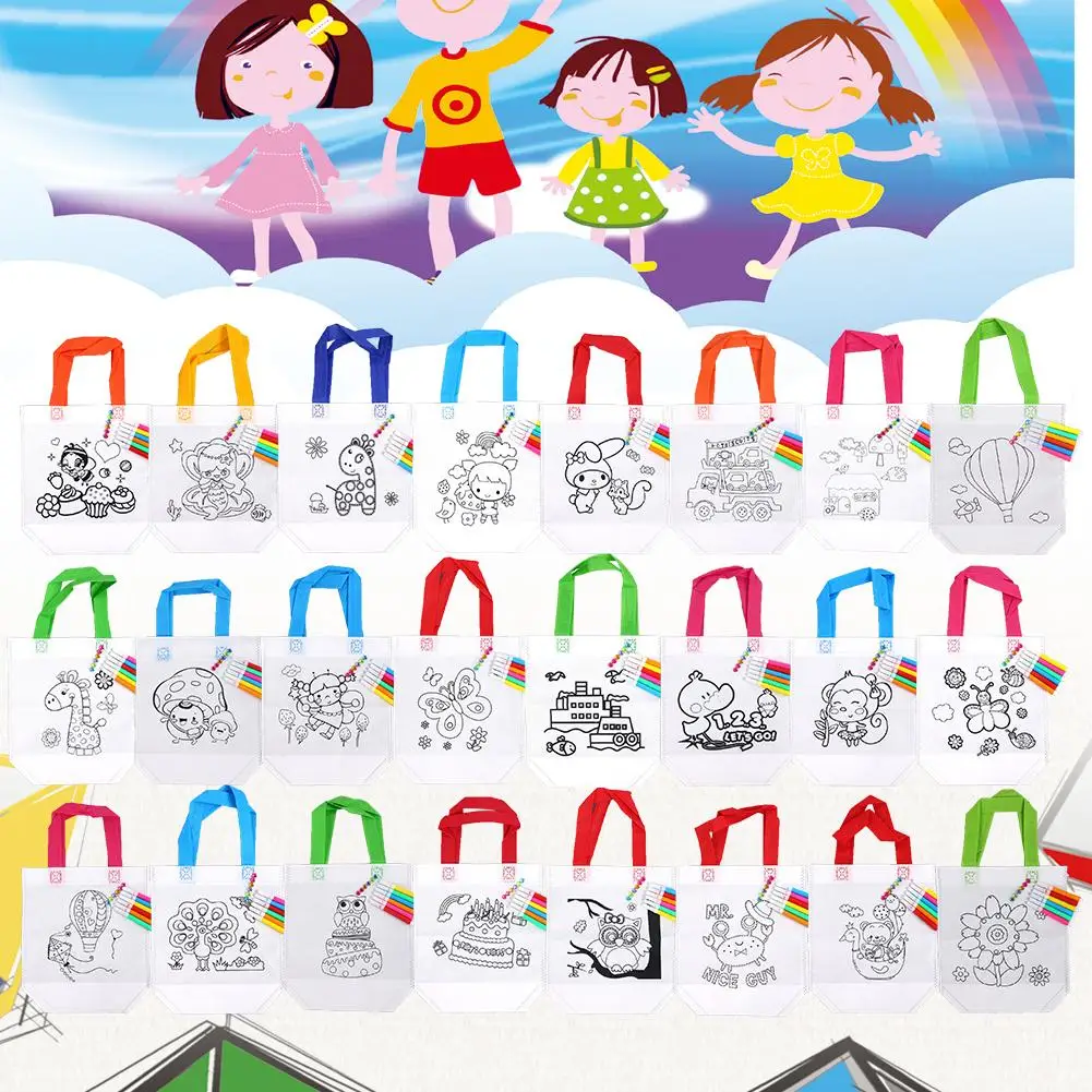 Ручная детская Холщовая Сумка сделай сам 10 шт. в комплекте ручная работа граффити