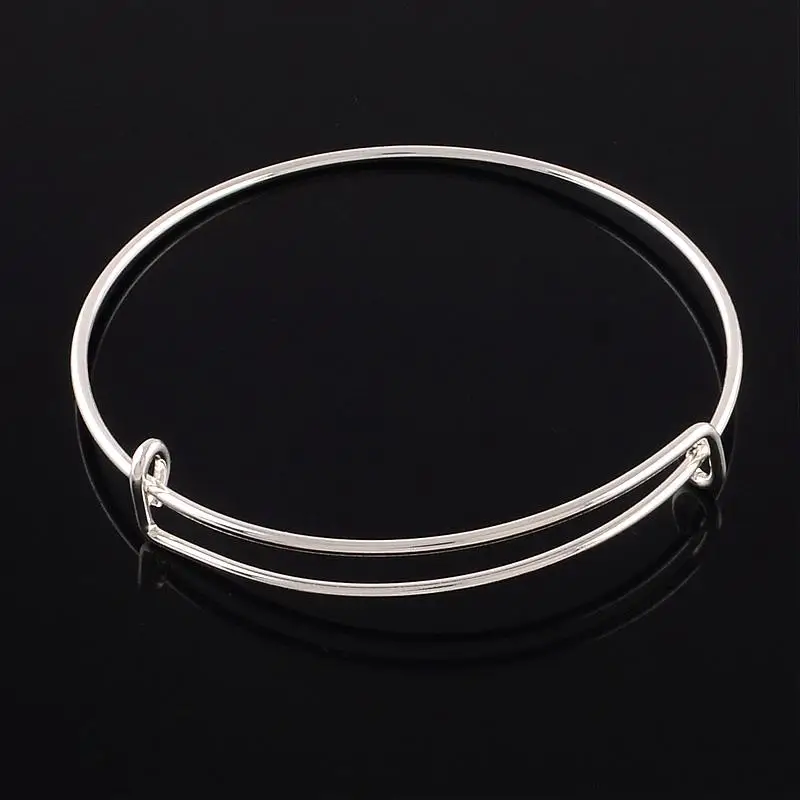 

100Pcs Adjustable Iron Bangle Makings For Bracelet Making Silver Color 65mm