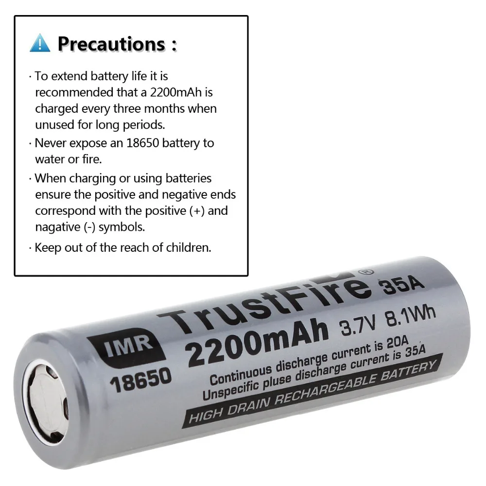 6 шт./лот TrustFire IMR 18650 2200 мА/ч 35A 3 7 V реальные Ёмкость Высокая утечка Перезаряжаемые