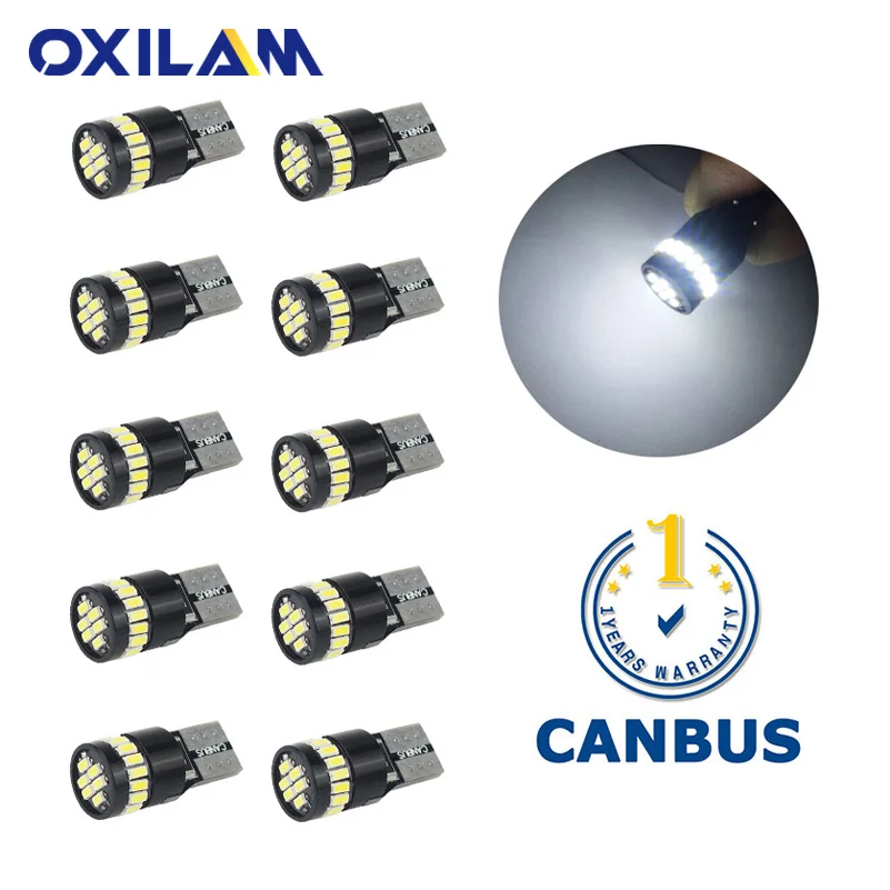 OXILAM 10 шт. Canbus Светодиодная лампа T10 W5W освещения салона автомобиля для VW Volkswagen Passat