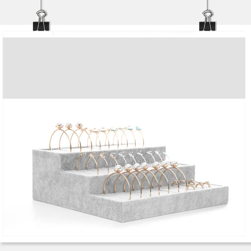 1Pc White 3-Tier Velvet Bracelet Chain Watch T bar Rack Jewelry Hard Display Stand Holder Jewelry Organizer Hard Display Stand white velvet t bar bracelet bangle watch display jewelry packaging rack necklace hair bands headband stand organizer holder