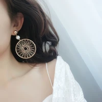 exaggerated large round spider web earrings steel needle anti allergy color earrings female fashion jewelry wholesaletf101
