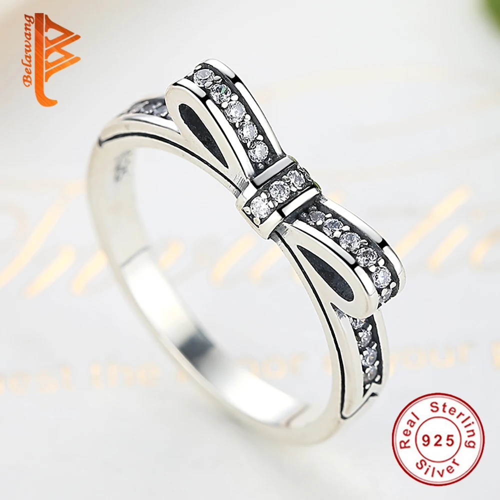 Женское кольцо из серебра 925 пробы с блестящим бантом|925 sterling silver ring|sterling ringsfashion