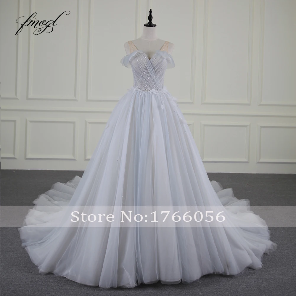 Женское свадебное платье с v-образным вырезом и открытой спиной Fmogl Vestido De Noiva A Line