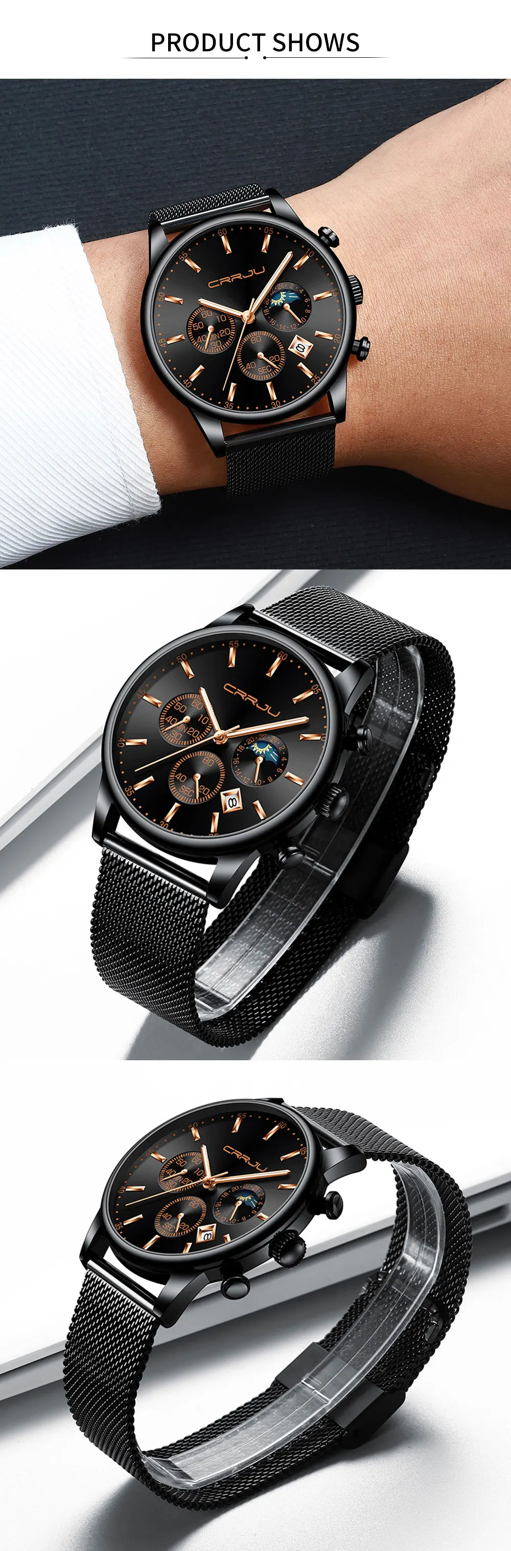 CRRJU мужские часы Reloj Hombre мужские s часы лучший бренд класса люкс кварцевые часы с большим циферблатом спортивные водонепроницаемые Relogio Masculino Saat