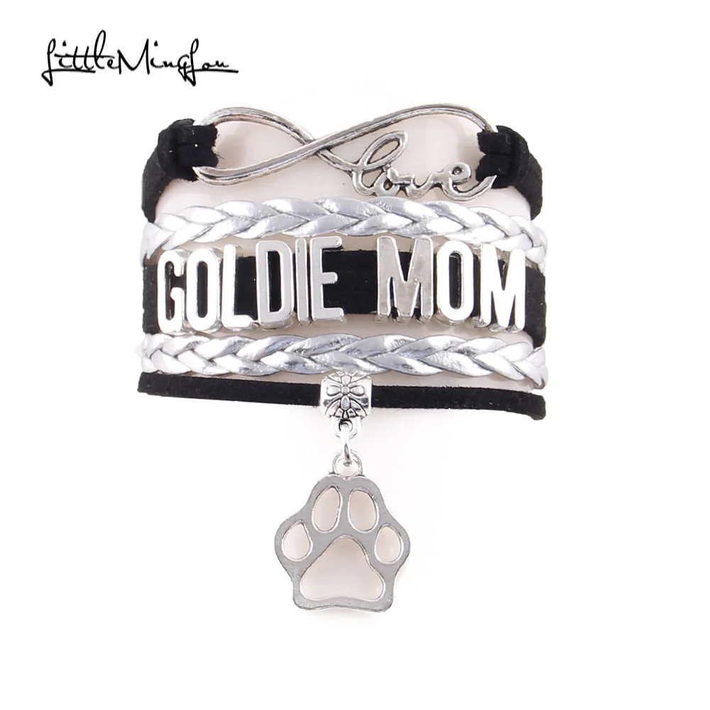Маленький Minglou Infinity Love GOLDIE браслет мамы pet Подвеска собачья лапа кожаные браслеты