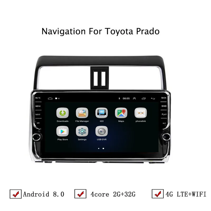 10 1 &quotAndroid 6 0/8 Автомобильная dvd-навигационная система для Toyota Prado 2018 Авто Радио