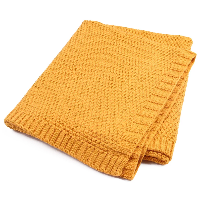 Earth Yellow Новорожденный трикотажный хлопок для младенцев крючком одеяло s детское одеяло обёрточная бумага мягкая эластичная кроватка спальное постельное белье для мальчиков девочек детей - Цвет: Earth Yellow