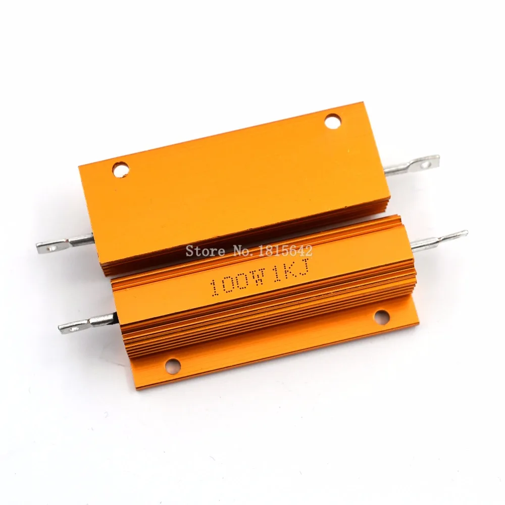 RX24 100 Вт 1KR 1KRJ 1KJ металлический корпус алюминиевый Золотой резистор теплоотвод