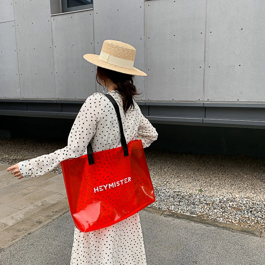 Прозрачные женские сумки тоут из ПВХ пляжные для конфет и желе летние большие