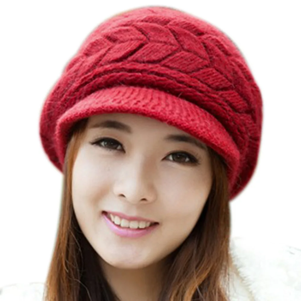 Womens Winter Hats for Women Slouchy Openings Fluffy Knit Beanie Crochet Hat Brim Cap Knitting Caps | Аксессуары для одежды