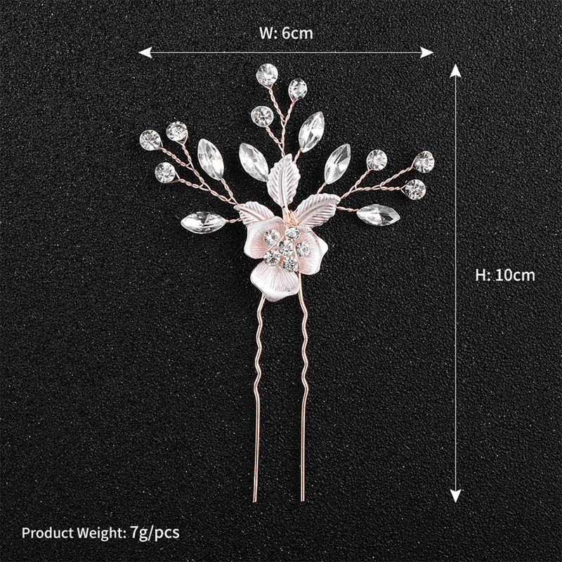 3pcs/Set Wedding Bridal Hair Accessories Rose Flower Crystal Comb And Hairpins Metal Leaves Clip Tiara Bride Costume | Украшения и