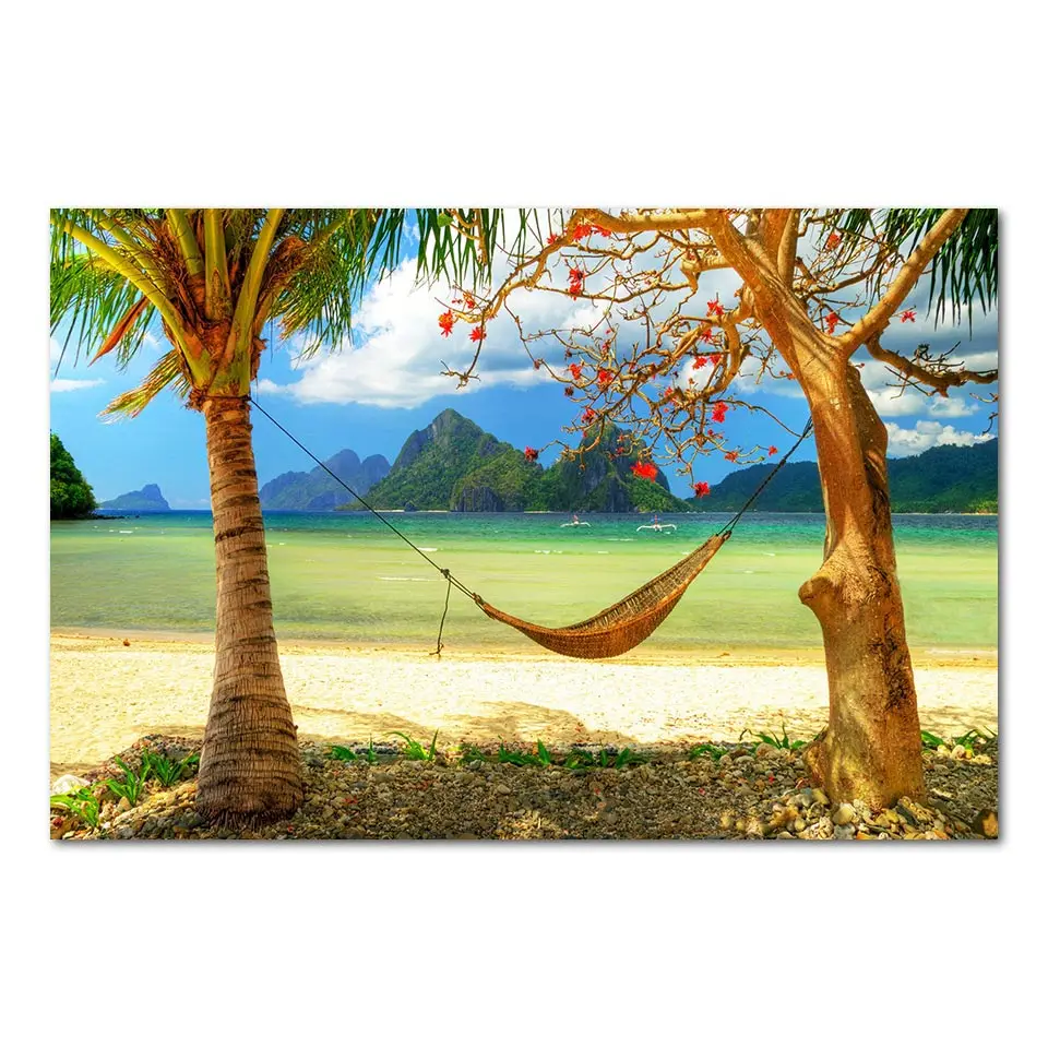 

ArtSailing HD Printed 1 Piece Summer Beach Canvas Painting Blue Sea Landscape Picture For Living Room Decor Posters and Prints