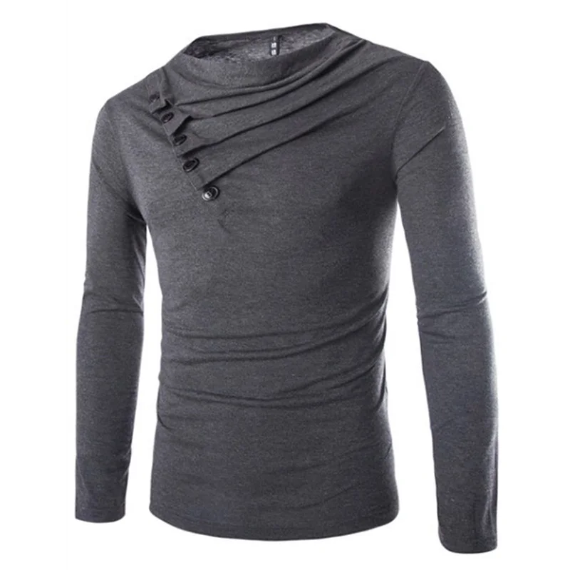 

Free shipping hot style men's long-sleeved T-shirt fashion heap collar design cultivating long-sleeved T-shirt