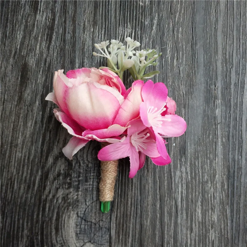 Искусственный цветок розы Жених Бутоньерка человек корсаж Buttonholes отец брат