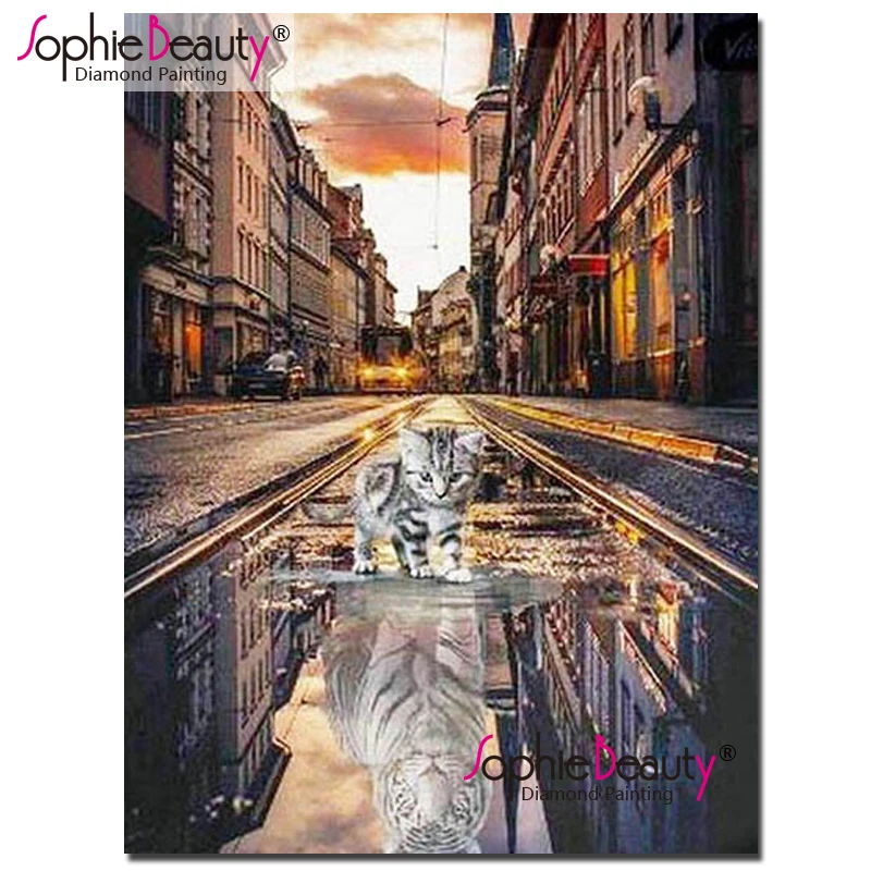 

Sophie Beauty DIY Алмазная Картина Вышивка крестом Кот/тигр животное стиль Рукоделие украшение дома полная Алмазная вышивка 19115