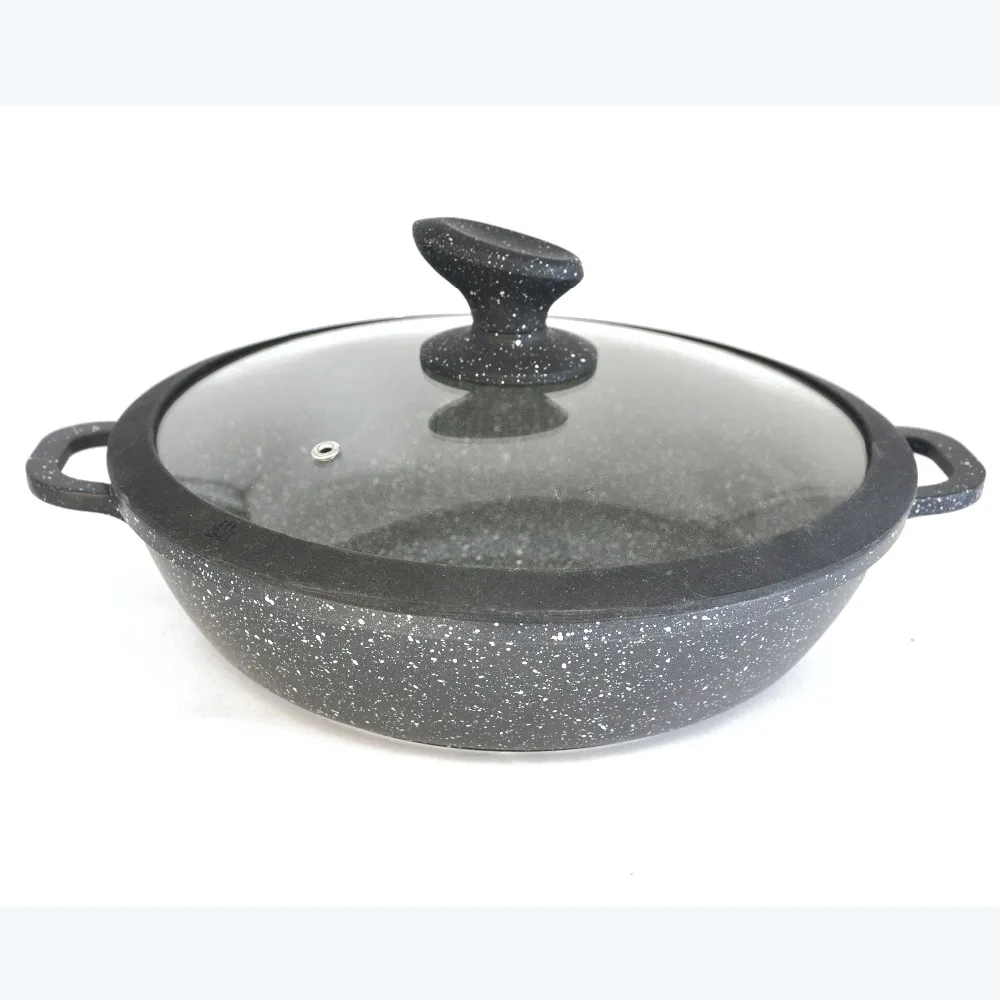 Casserole из литого алюминия с мраморным покрытием Индукционным дном и стеклянной
