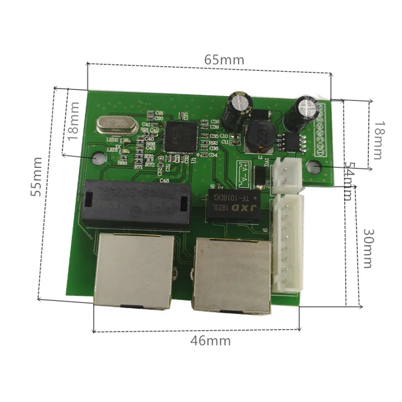 OEM factory direct mini fast 10 / 100mbps 3-port Ethernet network lan hub switch board 3 rj45 5V 12V 2 1 * 8pin head port | Компьютеры и