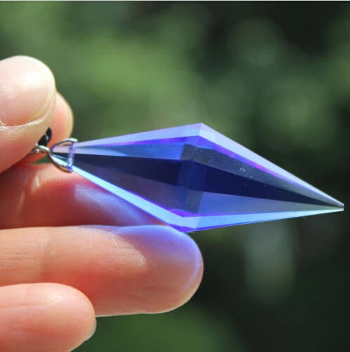 Синий синтетический кварцевый кристалл 12 сторонний кулон маятник лечебный г +