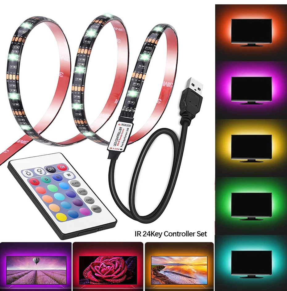 5V USB Светодиодные ленты 5050 RGB Светодиодные ленты светильник Bluetooth Wifi музыкальная полоса IP65 Гибкая светодиодный лента ТВ фон светильник Инж