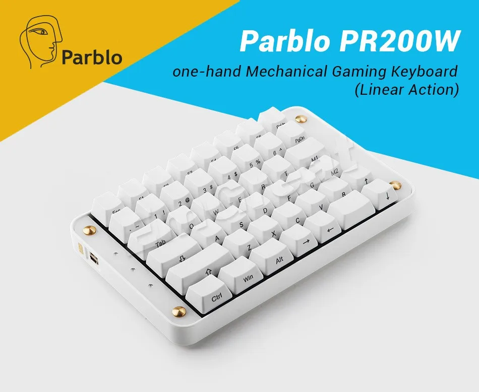 Parblo PR200w Одноручная Механическая игровая клавиатура линейного действия 44 клавиши быстрого доступа для Windows 7 8 10 и Mac OS