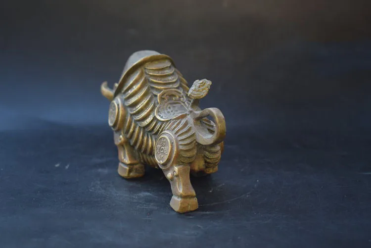 free shipping Handwork Copper Carve Whole Body C0in Rare Wealth Big Lifelike Bullfight Statue | Дом и сад