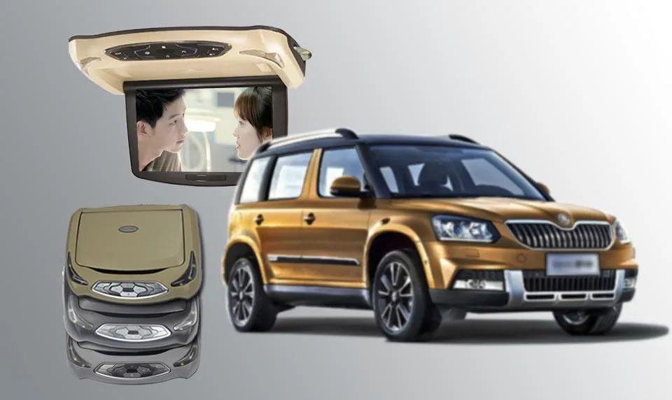BigBigRoad для Skoda Yeti автомобильный монитор на крыше автомобиля светодиодный цифровой экран Поддержка HDMI USB FM ТВ игры ИК пульт дистанционного управления флип вниз DVD