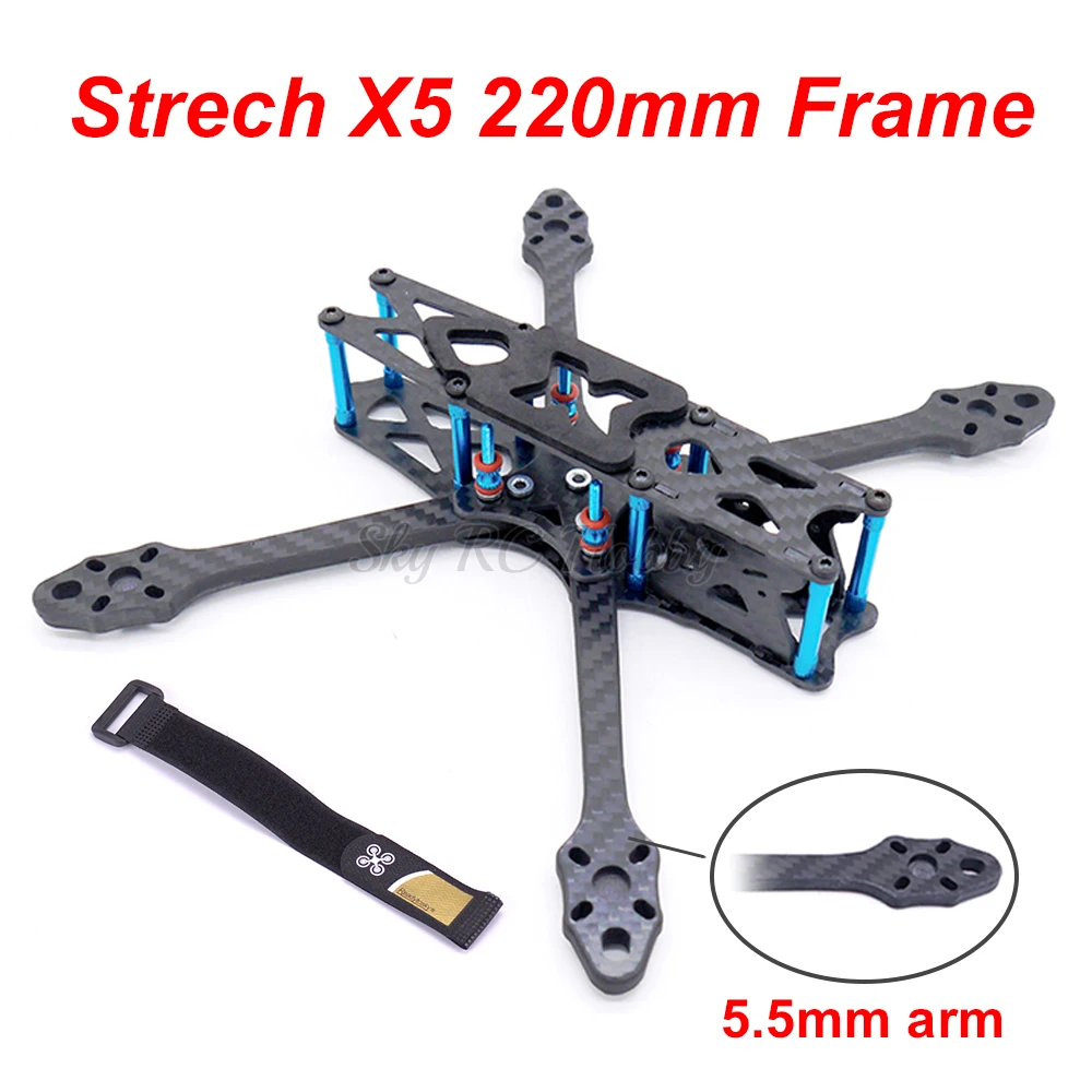 Комплект рамы для гоночного квадрокоптера Strech X5 220 220 мм 5,5 мм Arm frestyle FPV для X5 Johnny FPV edition 5 дюймов prop 22XX motor