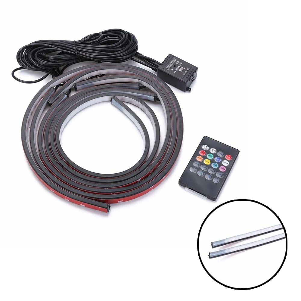 

4pcs 12V RGB LED Strip Under Auto Car Tube Underglow Underbody System Neon Light Kit