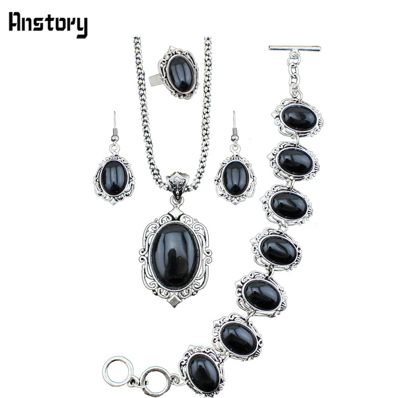 Овальный каменный цветок Ювелирные наборы Цепочки и ожерелья Браслет Серьги