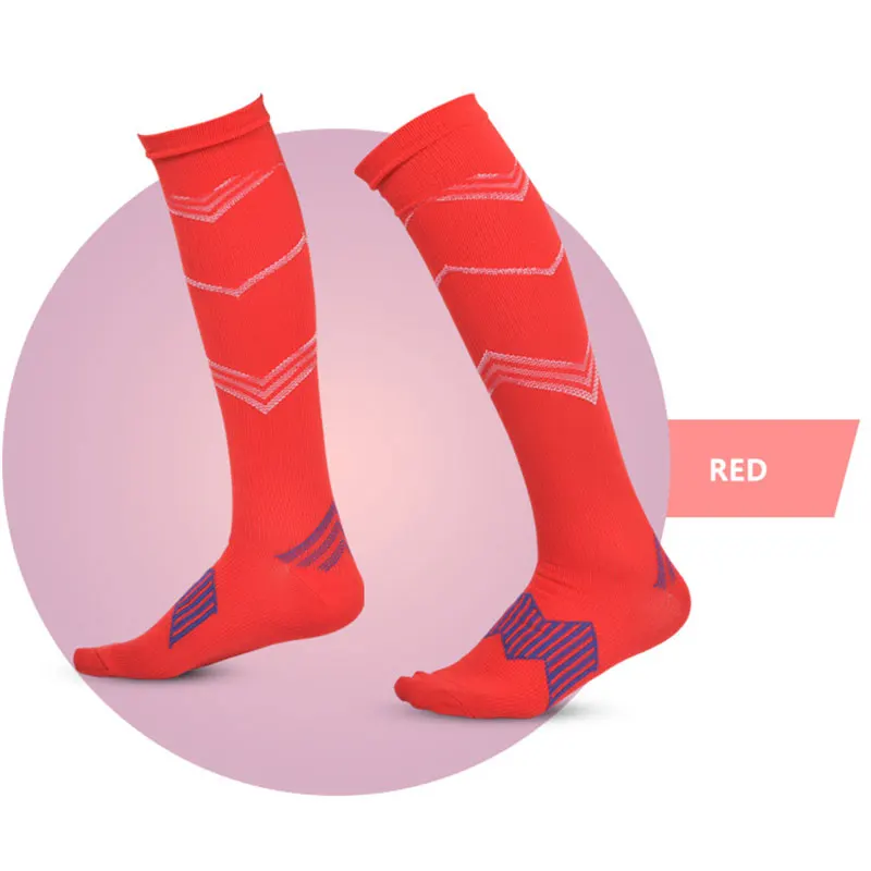 SKCOSOCKS, унисекс, Компрессионные носки, мужские, анти усталость, облегчение боли, гольфы, полеты, путешествия, езда, спортивные, длинные носки - Цвет: Red C