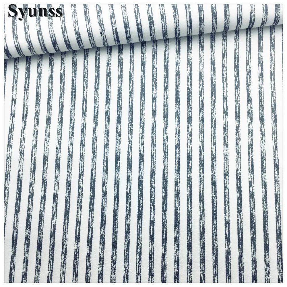 Syunss серая полоска напечатанная саржевая хлопковая ткань сделай сам Tissu лоскутное