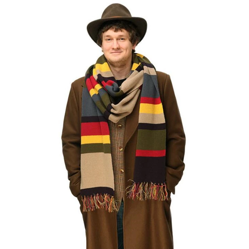 Женский вязаный костюм для косплея Dr Doctor Who синий теплый шарф в полоску 8 дюймов