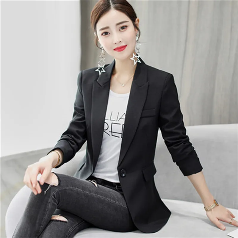 Женский офисный костюм однобортный пиджак в офисном стиле весна-осень 2018 |