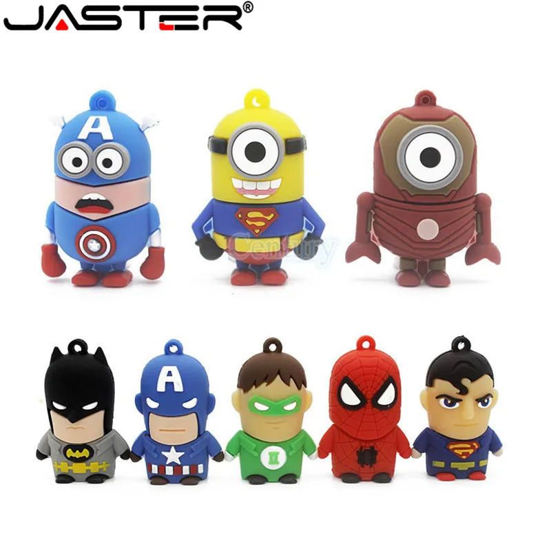 Флеш накопитель JASTER с мультипликационным изображением супергероев миньонов USB 2 0